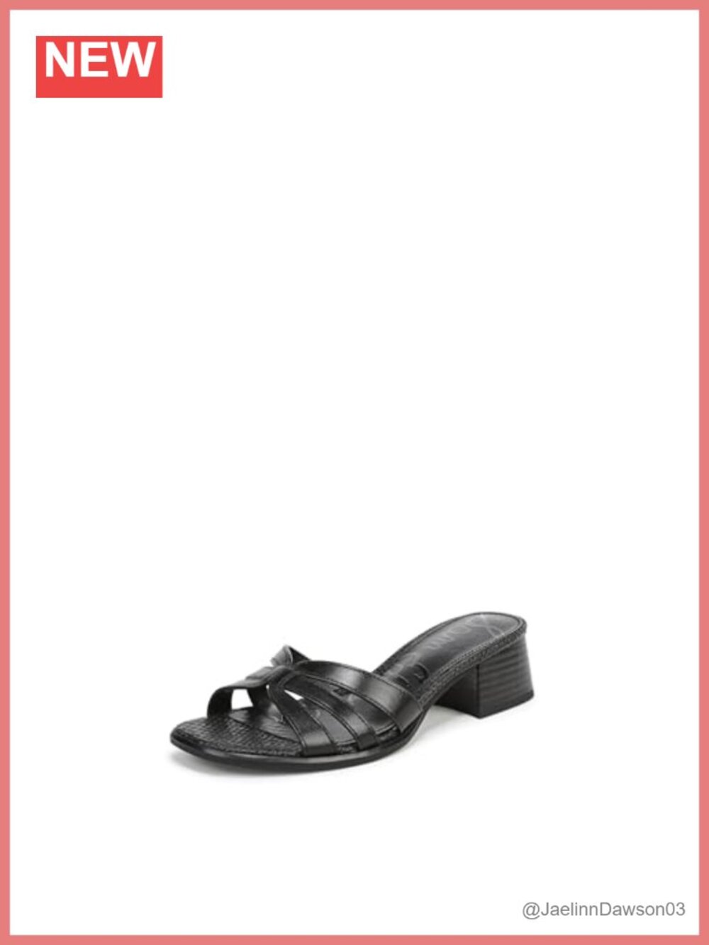 Leather Block Heel Slide Sandals Women 2 Inch Slip On